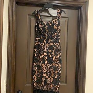 EUC - beautiful nude/black lace dress